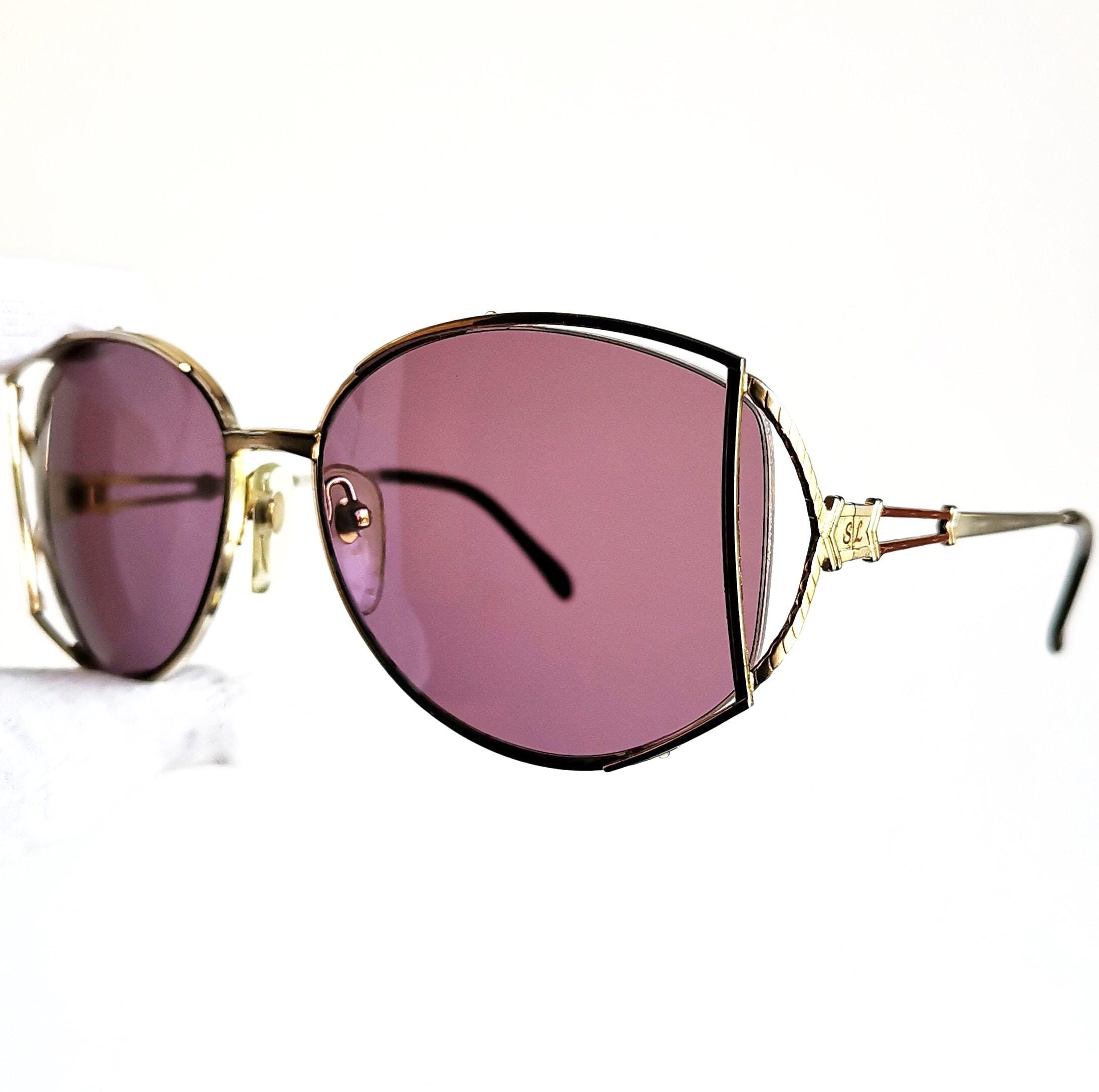 SOPHIA LOREN Vintage Sunglasses Gold Oversize Aviator Frame 