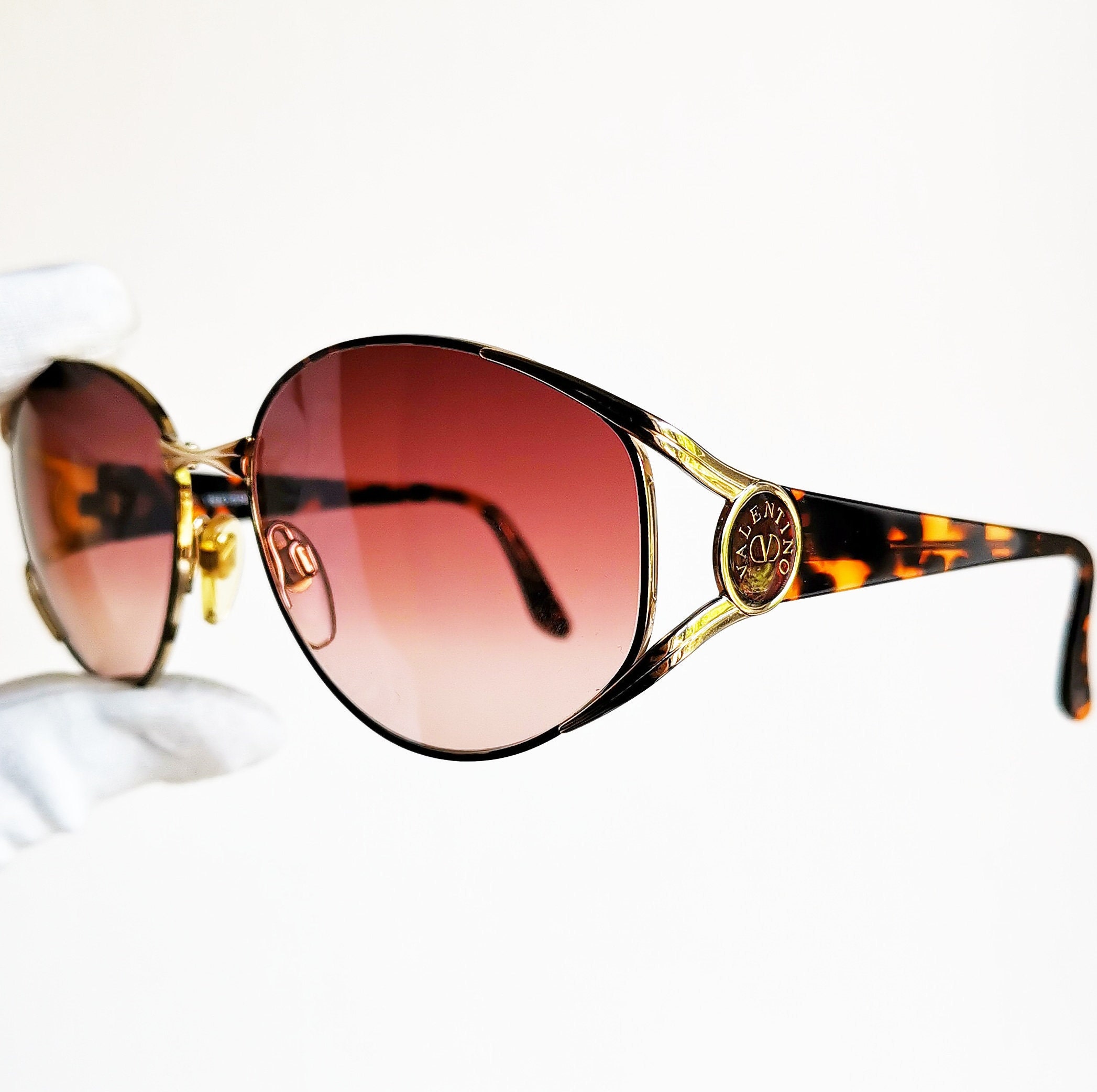 VALENTINO Sunglasses Rare Oval Gold Tortoise Brown - Etsy Norway