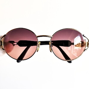 Blue round vintage sunglasses gold silver new purple pink lens rare VON FURSTENBERG oval Rihanna Lady Gaga Migos Madonna steampunk goth 90s