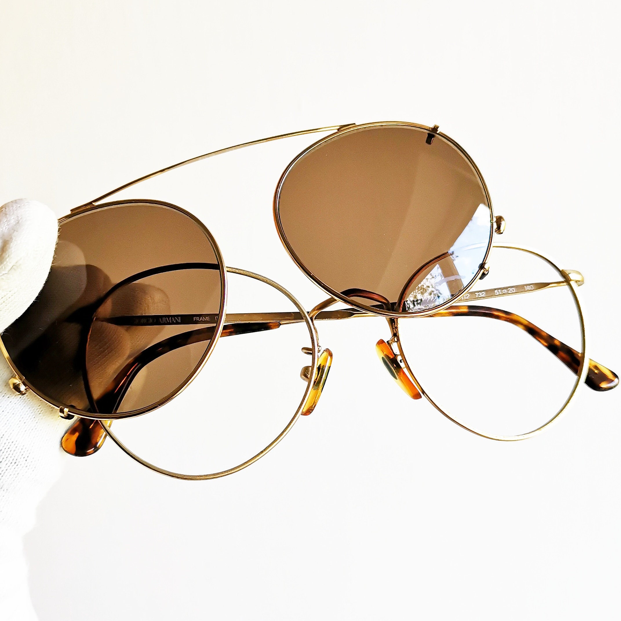 ARMANI ヴィンテージサングラス ラウンド ゴールド ブラウン 112 