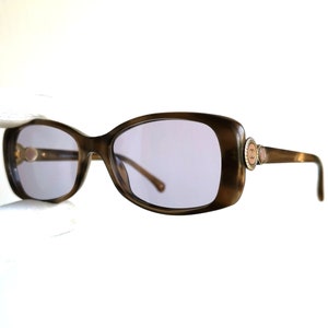 CHANEL vintage sunglasses brown oval square cateye rectangular pearl gold ring frame CC Bouton collection 3202 new lilac lenses y2k Rihanna