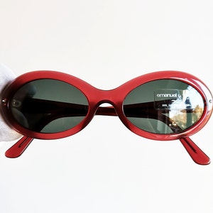 EMANUEL UNGARO clout goggles vintage Sunglasses red oval rhinestones strass 4001 Paris Kurt Cobain frame Rihanna Kylie Jenner Migos new NOS