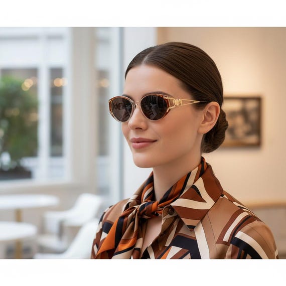 YVES SAINT LAURENT Vintage Sunglasses Clear Gold Brown  display picture 1
