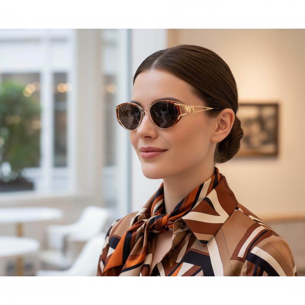 YVES SAINT LAURENT Vintage Sunglasses Clear Gold Brown Cateye Ysl