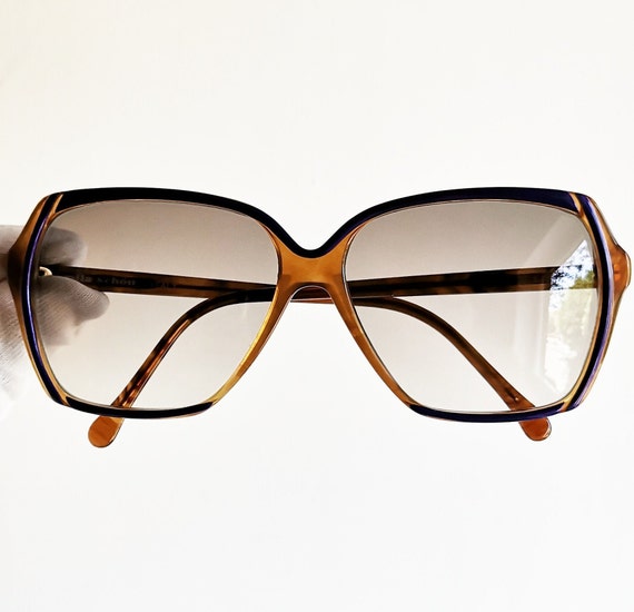 Square vintage sunglasses brown purple rare drop … - image 2
