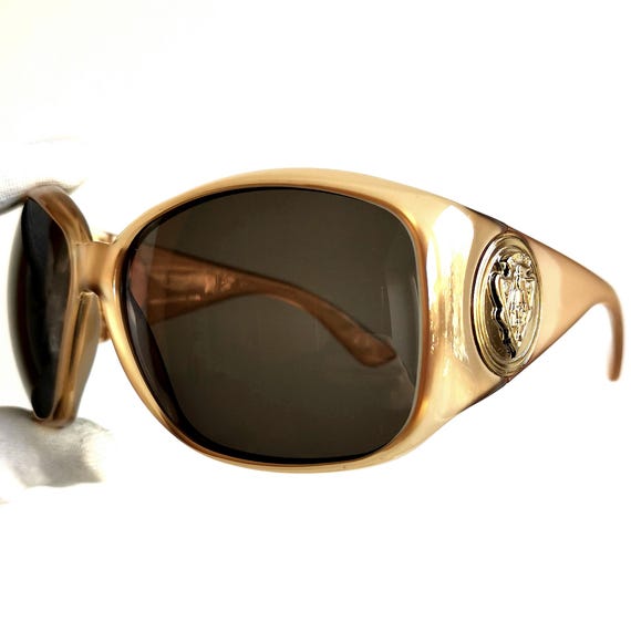 GUCCI Gold Sunglasses Vintage Champagne Oversize Big Wrap GG3027/S