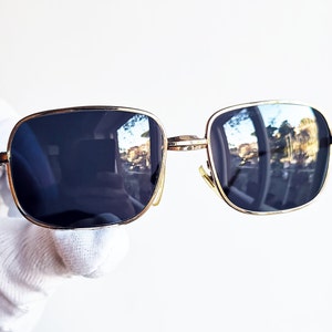 Occhiali da sole METALVISTA in oro 12k vintage quadrati rari ovali placcati Douglas Migos 2Chainz Bella Hadid, nuove lenti blu scuro anni ’60 anni ’70 anni ’80