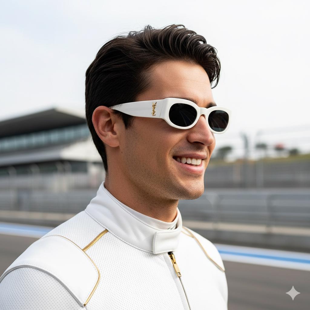 YVES SAINT LAURENT Vintage Sunglasses Ysl White 6545 Frame Gold