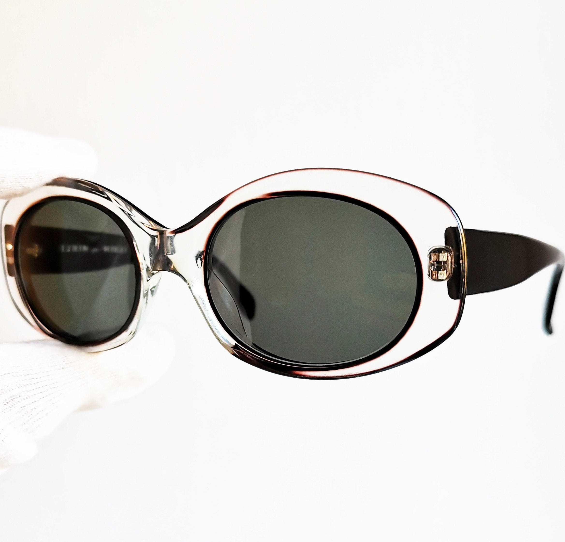 ALAIN MIKLI Vintage Sunglasses Rare Oval Black Clear Hand Made -   Denmark