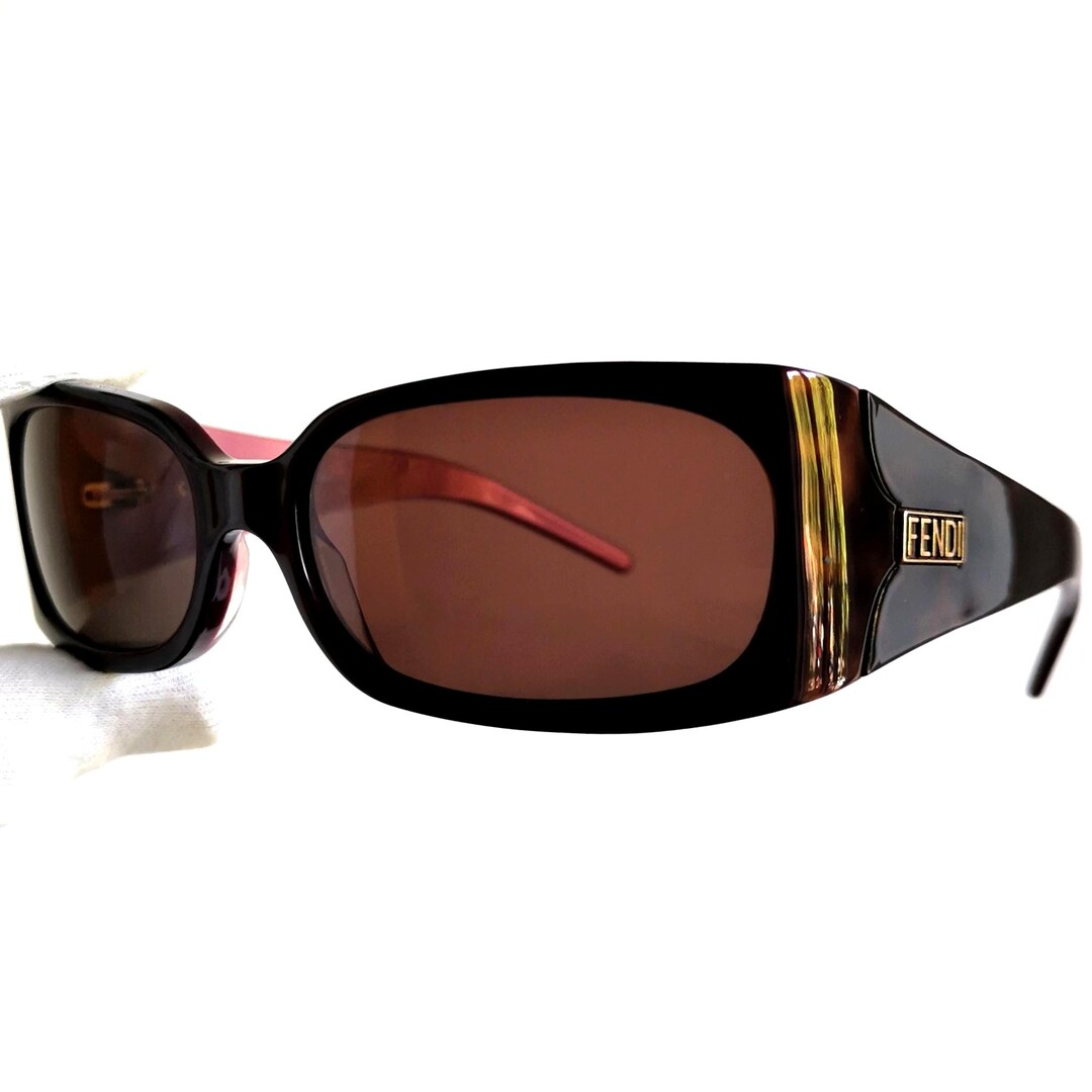 FENDI Sunglasses Tortoise Brown Purple Silver Rectangular  display picture 3