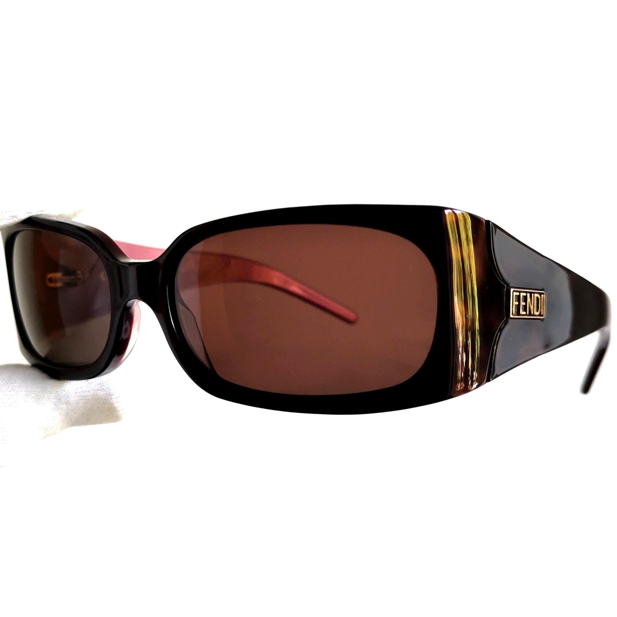 FENDI Sunglasses Tortoise Brown Purple Silver Rectangular Vintage