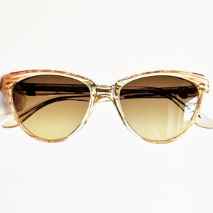YVES SAINT LAURENT vintage Sunglasses rare clear gold oval cateye made in France Ysl Paris cronos Rihanna Lady Gaga frame small new Nos 90s