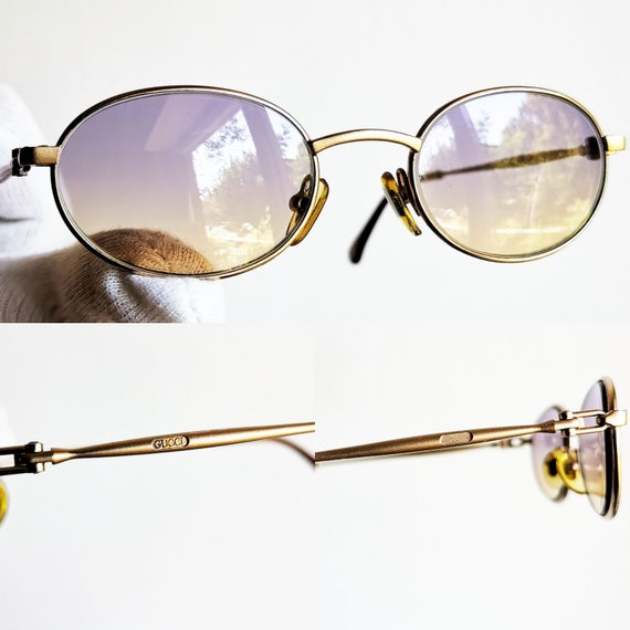 GUCCI oval sunglasses vintage rare small tiny gol… - image 3