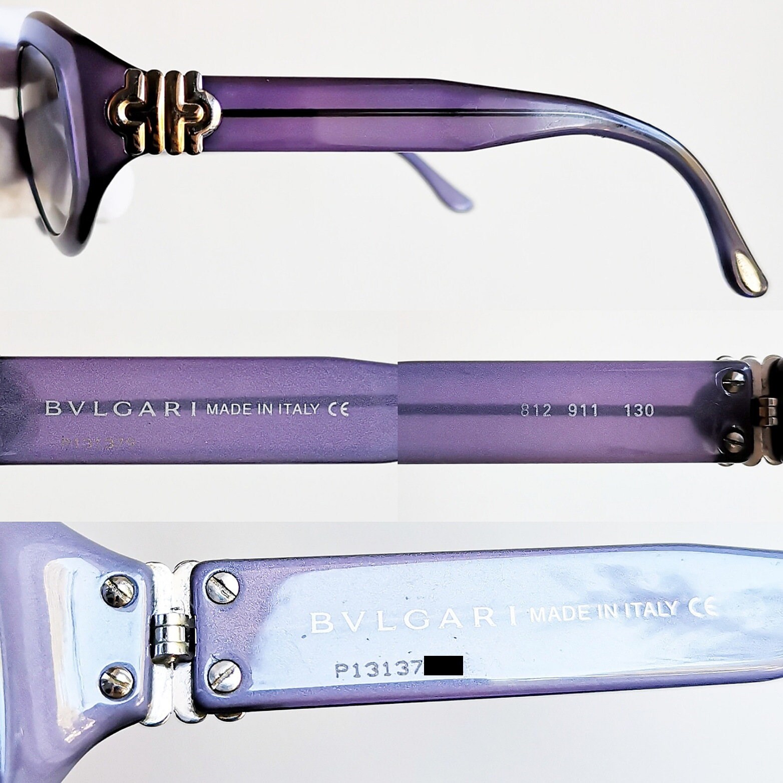激レア S BVLGARI sunglasses vintage purple BVLGARI Vintage Sunglasses Oval Purple Gold Silver 812 911