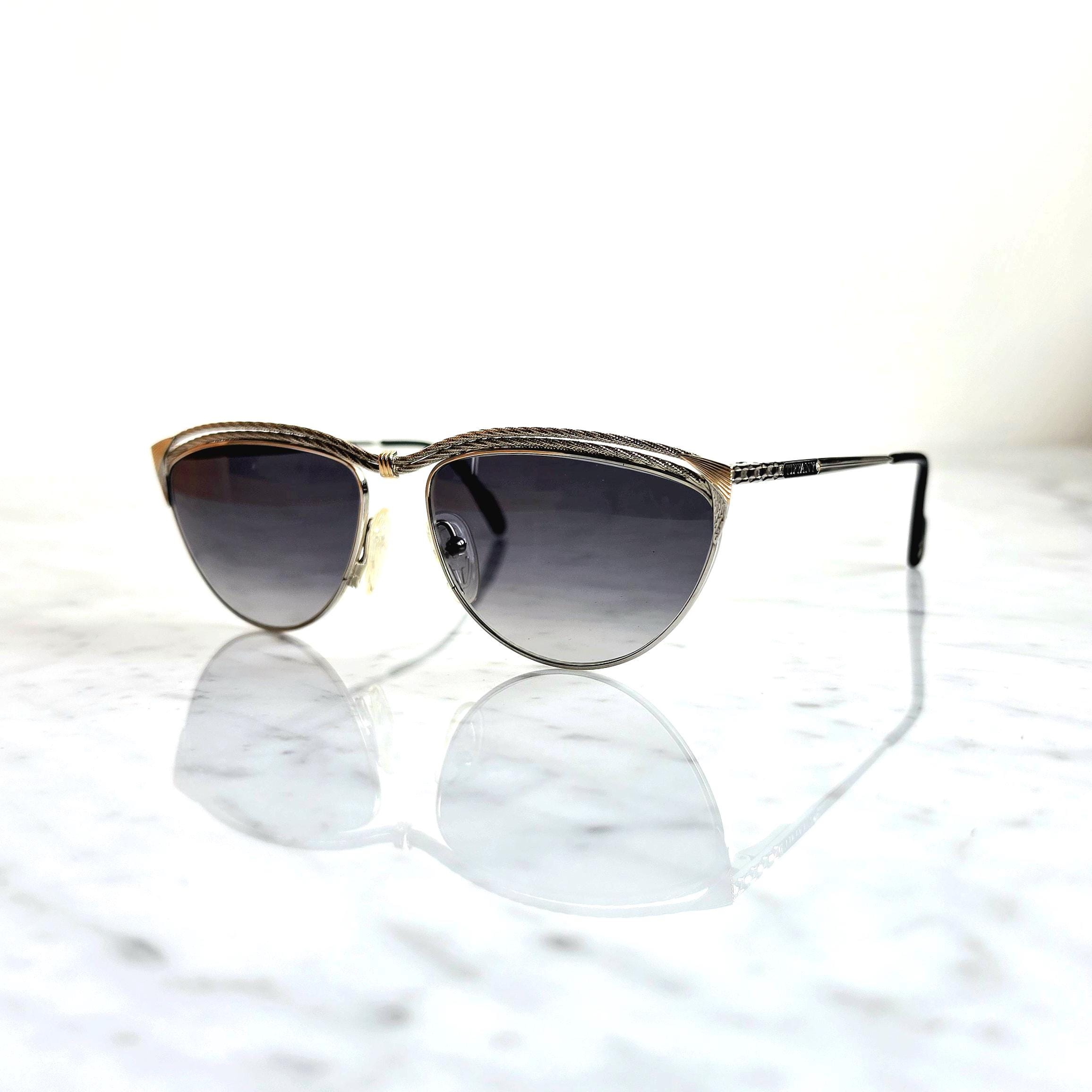TIFFANY 23K Gold Plated Vintage Sunglasses Silver Gray Aviator