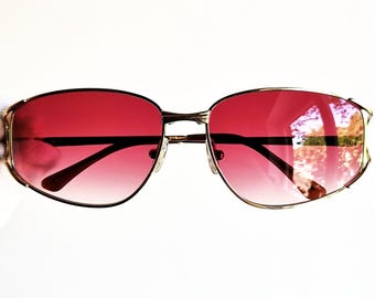 VERSACE vintage Sunglasses oval gold Gianni by GENNY 552 90s pink lens small aviator