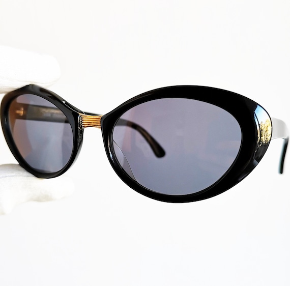 ENRICO COVERI vintage oval cateye sunglasses blac… - image 2