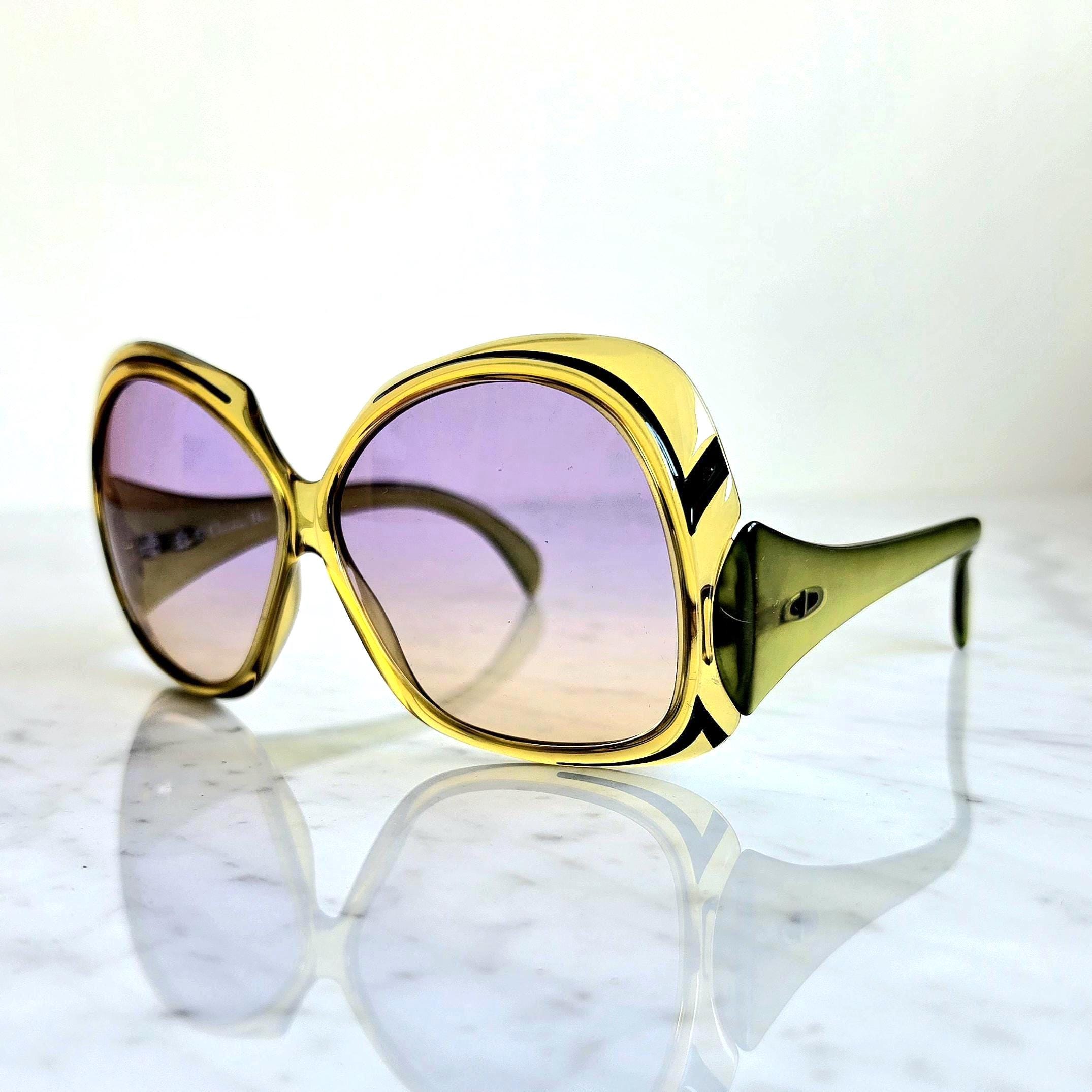 DIOR Vintage Sunglasses Square Green Christian 2044 Frame Mask