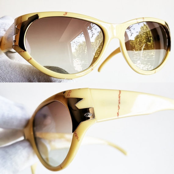 DIOR vintage sunglasses rare oval square ivory white … Gem