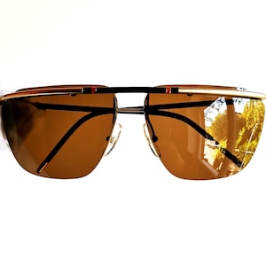 LOZZA Toujours vintage sunglasses rare oval square aviator wrap wraparound mask half rim rimless black gold brown caravan frame 90s new NOS