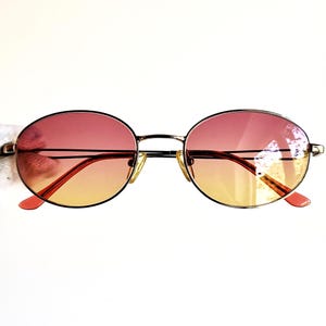 PIERRE CARDIN vintage sunglasses rare gold plated frame by Safilo oval small 8612 new pink orange lens NOS 90s Migos Rihanna designer Tupac