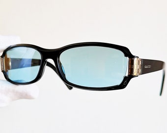 GUCCI Vintage Sunglasses Oval Black Rectangular GG1156 Rare