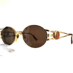 FENDI Vintage Sonnenbrille oval gold orange SL7035 Designer Quavo Huncho Tupac römische Münze 90er Steampunk Goth Migos Bella Hadid Lady Gaga