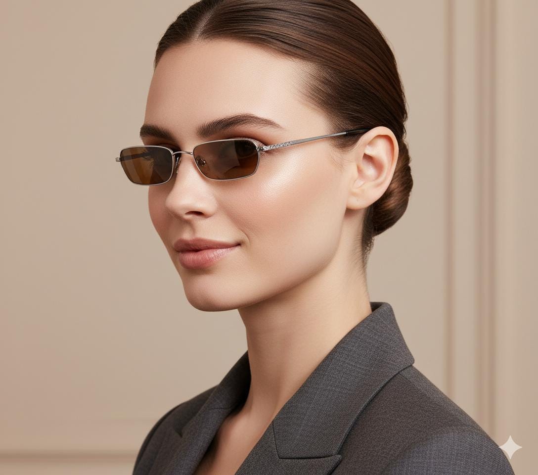 CHANEL Vintage Sunglasses Gold Mirror Lens Black Silver