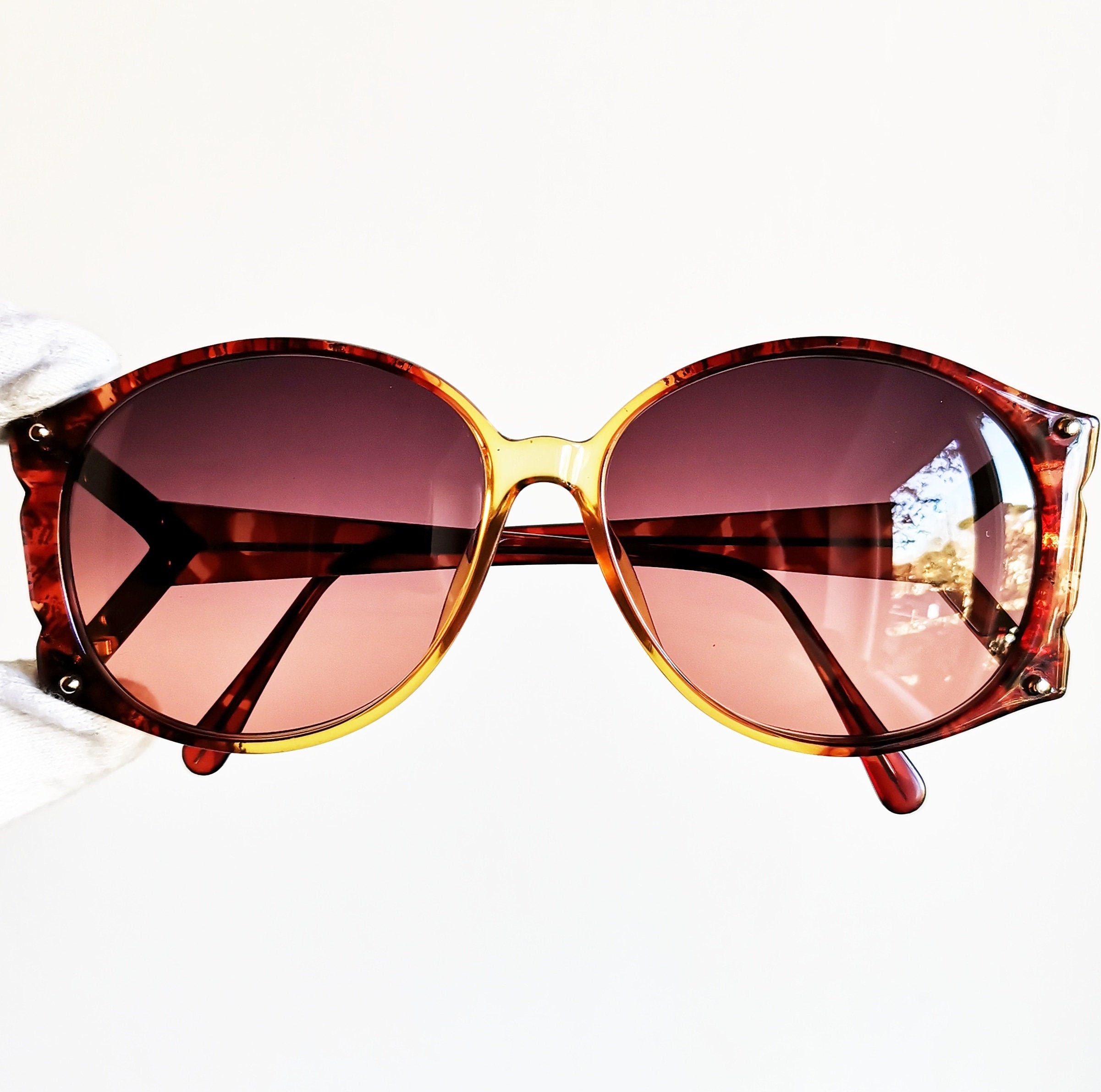 DIOR Oversize Vintage Sunglasses Gold Red Yellow Christian 2575