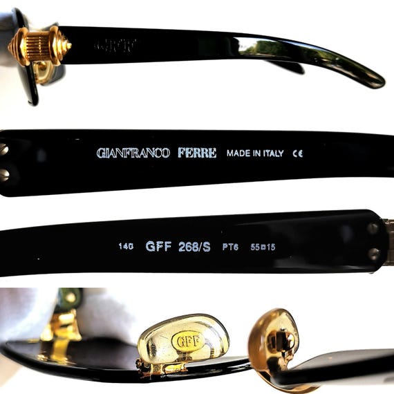 FERRE vintage Sunglasses rectangular oval gold bl… - image 4