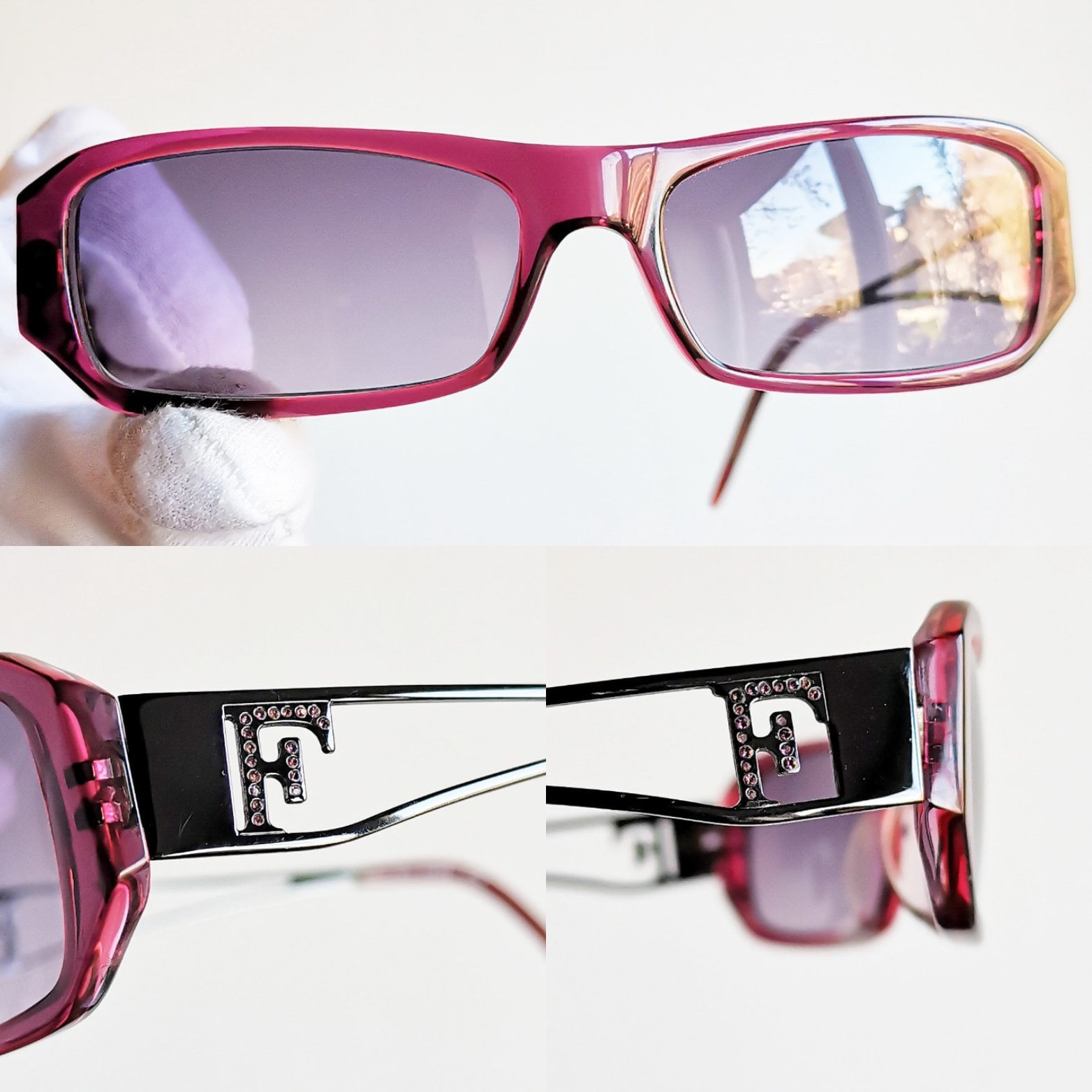 Feroce 90s inspired rectangular sunglasses in pink Gianfranco Ferre GF65907 – Vintage Frames Company main image 2