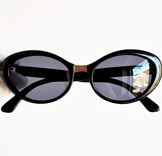 ENRICO COVERI vintage oval cateye sunglasses blac… - image 1