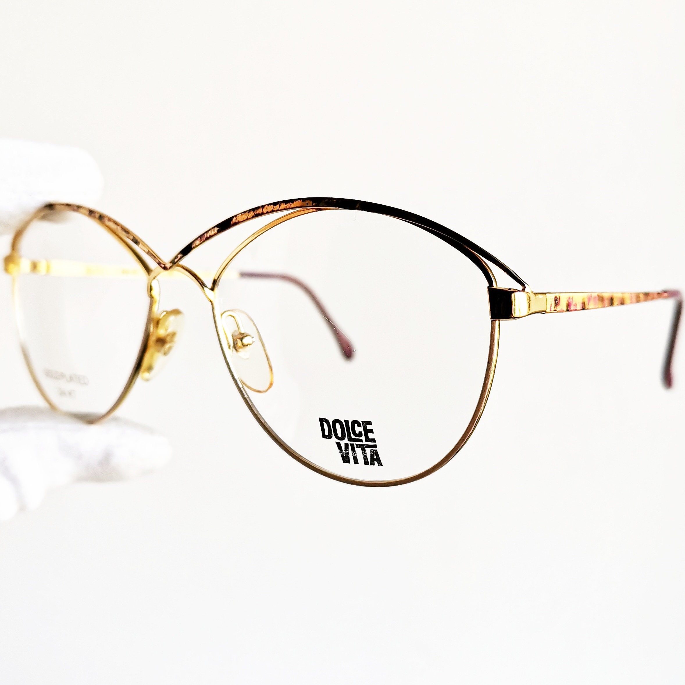 Lunettes Vintage Casanova DVL-1 - Monture Or & Violet - Forme Ovale - Neuf Sans étiquette