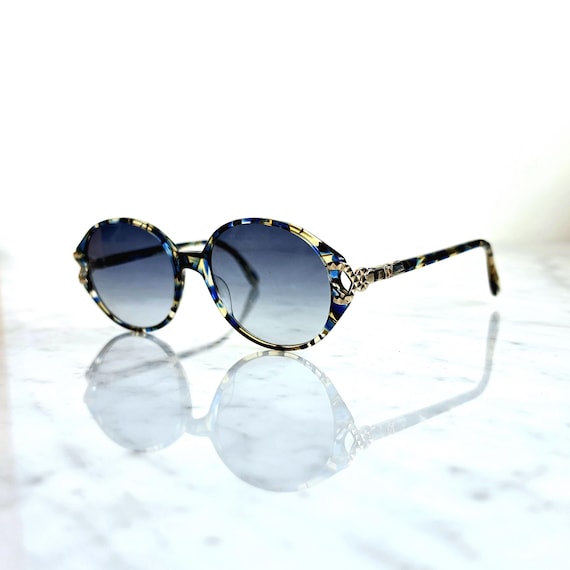 YVES SAINT LAURENT Sunglasses Ysl Vintage Oval Round Blue Gold