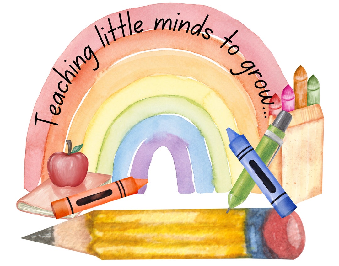 Teaching Little Minds To Grow Rainbow Watercolor Png Etsy