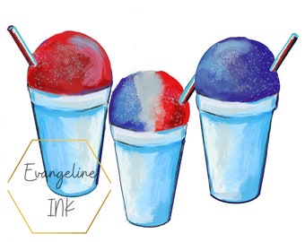 aquarel rood wit en blauw sneeuwbaltrio 4 juli png sublimatie shirtontwerp