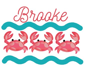 girl crab pink summer watercolor tshirt PNG download
