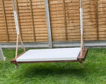 Extra large Swing, Walnut Swing Bench, Adult Swing Bed, Indoor Swing for Kids, White Adult Swing, Outdoor Adult Swing, Wooden Garden Swing