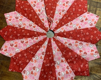 Valentine’s Day tree skirt, table top, small, or full size red, pink, hearts,