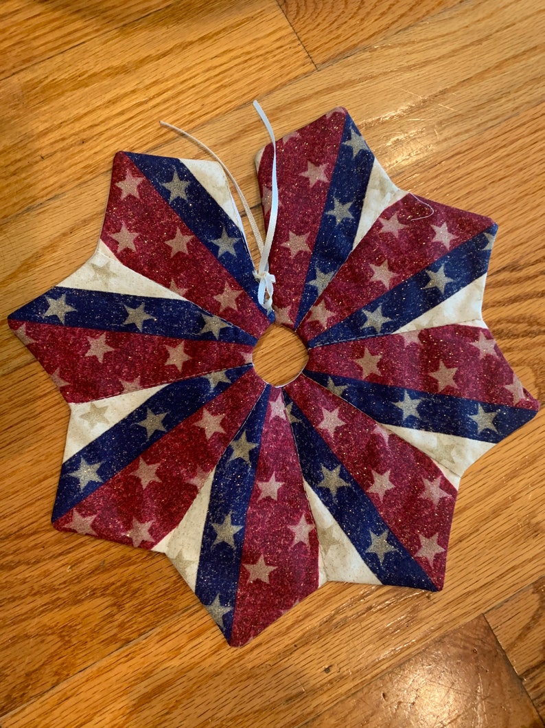 Patriotic Tree Skirt 11 Inch Diameter Table Top Mini Red Etsy
