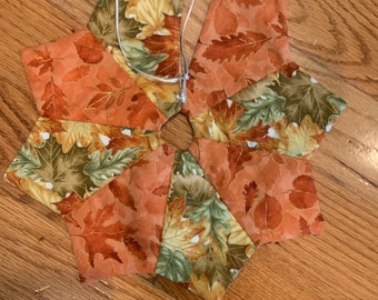 Autumn tree skirt, 11 inch, 18 inch, or 22 inch diameter, leaves, fall colors