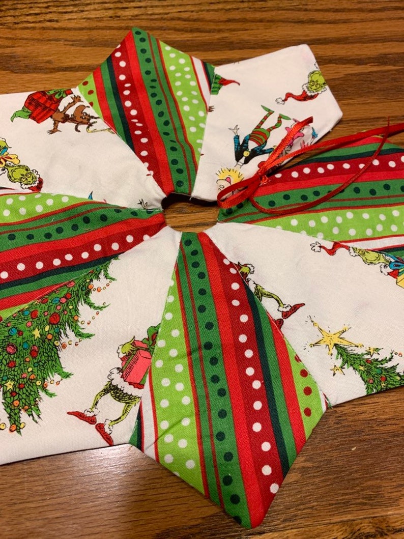 Christmas Tree Skirt Table Top Tiny Grinch Whoville Etsy
