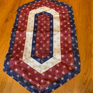Patriotic, Fourth of July, Stars & Stripes, quilted table runner, red, white, blue, and gold, tablerunner