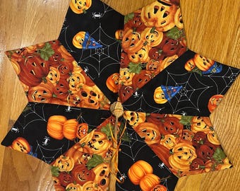 Gonna per albero di Halloween: zucche intagliate, fantasmi, ragnatele, ragni - Arancione, Nero