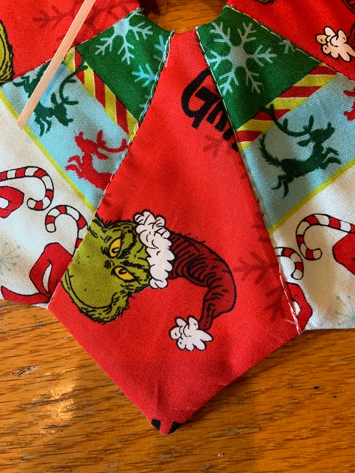 Christmas Tree Skirt Table Top Tiny Grinch Red Small Etsy