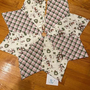 Christmas tree skirt, 11, 18, 22, 29, or 36 inch diameter, table top or full size, mini, snowman, small, country, quilted