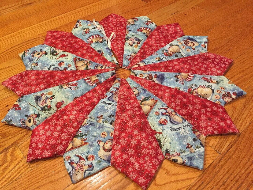 Christmas Tree Skirt, Table Top, Mini, Snowman, Snowflake, Small