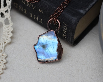 Moonstone Necklace/electroformed copper/gift for her/