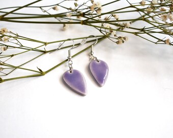 Purple ceramic drop earrings