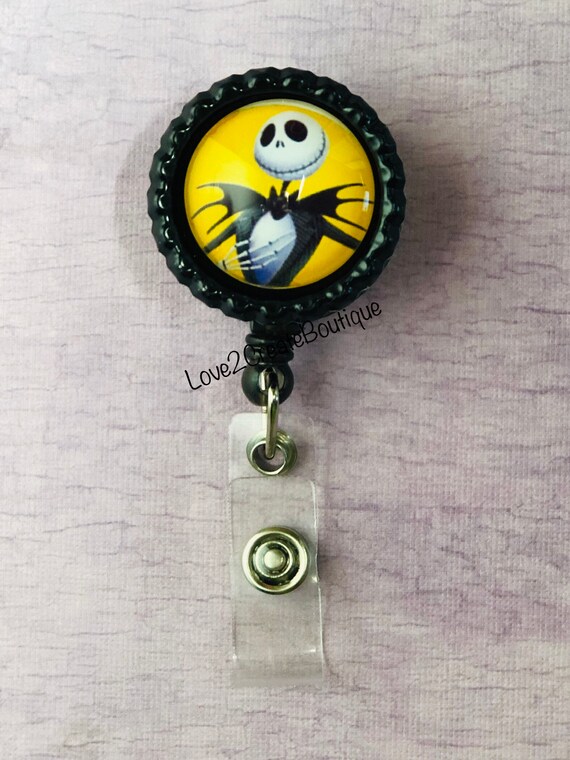Sally /& Jack Skellington Inspired Retractable Reel ID Badge Holder Lanyard Hook